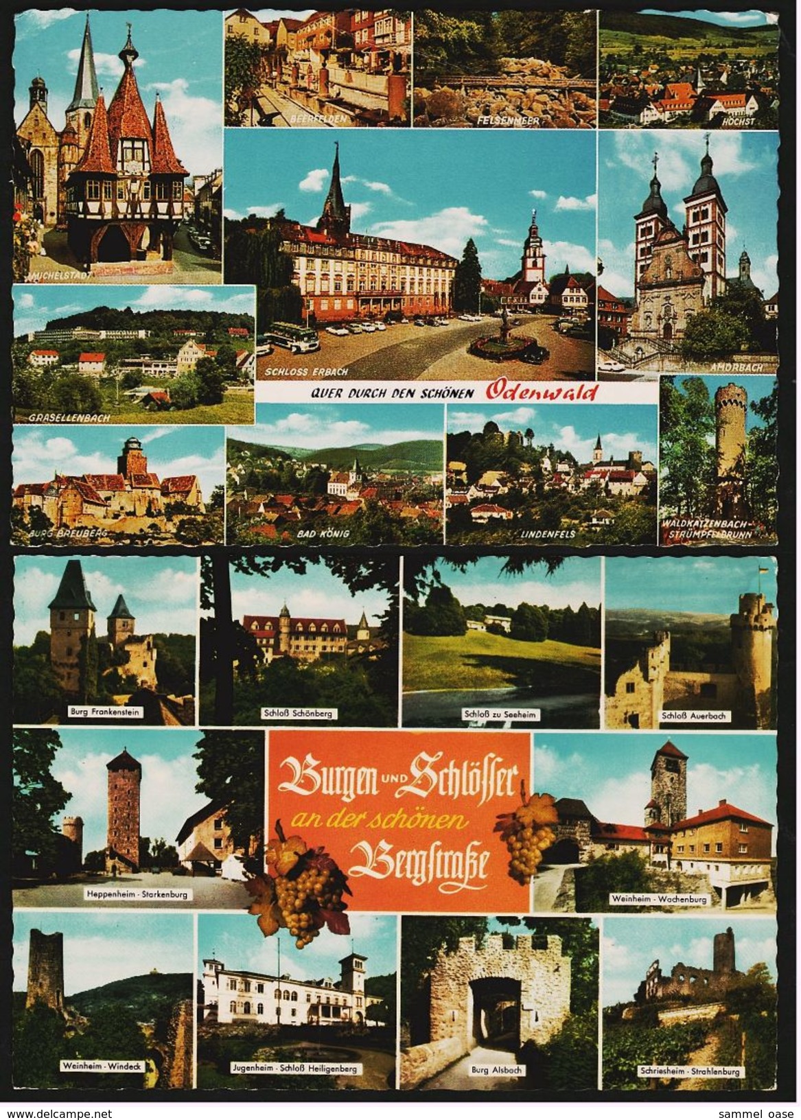 2 X Odenwald / Bergstrasse Burgen Schlösser  -  Mehrbild-Ansichtskarten  Ca. 1970   (7650) - Heppenheim