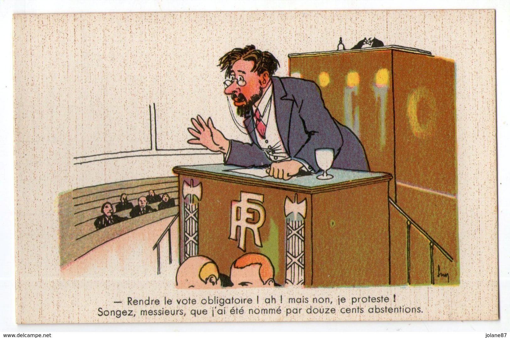 CPA   ILLUSTRATEUR SIM     HUMOUR POLITIQUE   VOTE OBLIGATOIRE - Sim