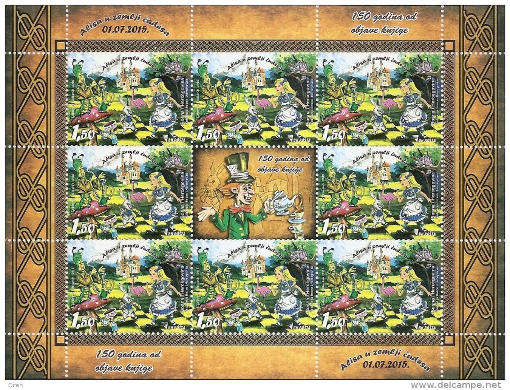 BOSNIA AND HERZEGOVINA  2015,POST SARAJEVO,ALICE IN WONDERLAND,MUSHROOMS,ANIMALS, MNH - Bosnie-Herzegovine