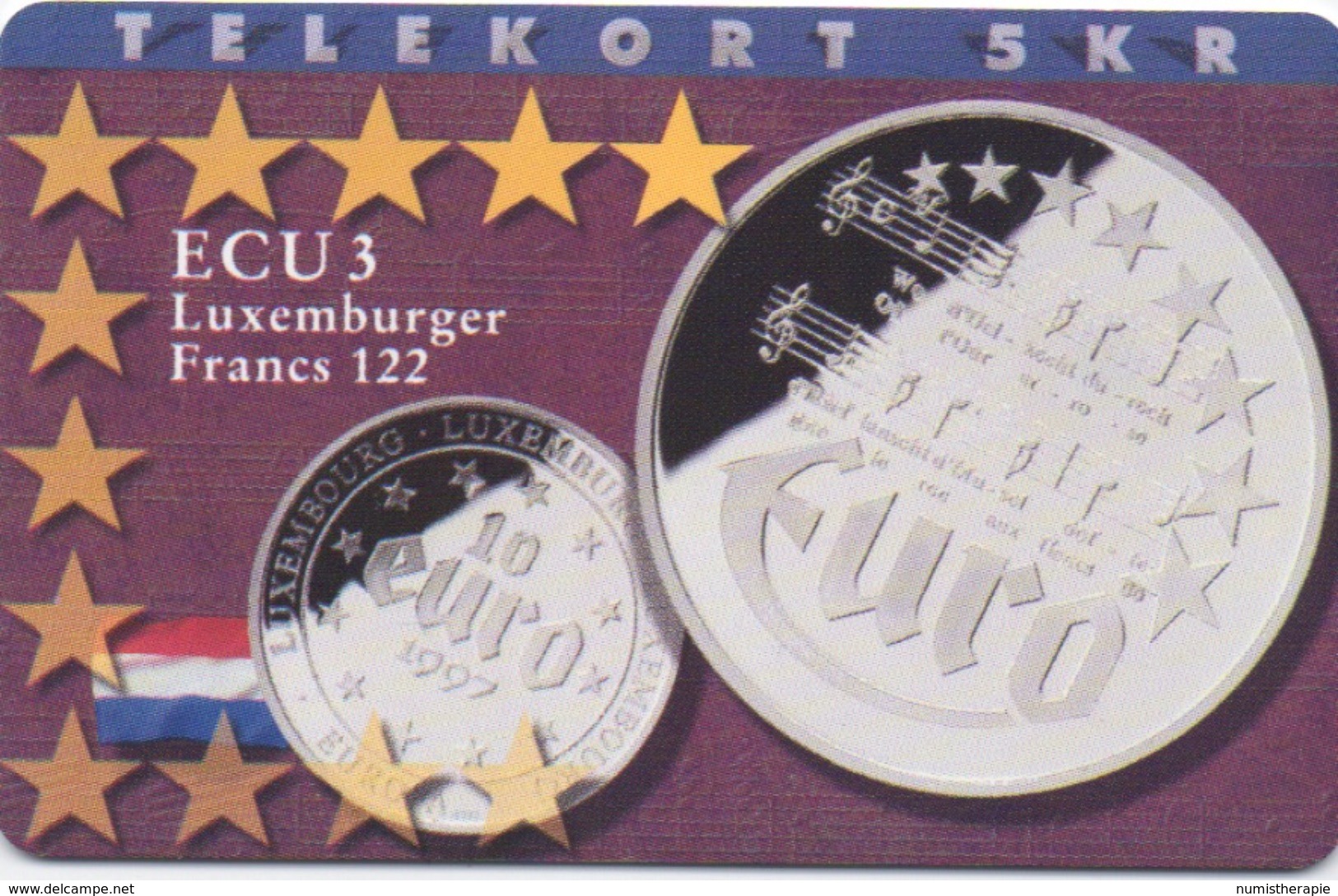 Télécarte Danoise : Série Monnaies ECU : Luxembourg - Sellos & Monedas