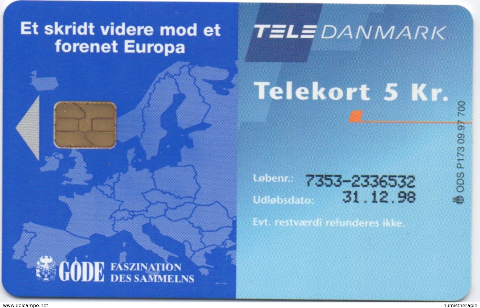 Télécarte Danoise : Série Monnaies ECU : Luxembourg - Sellos & Monedas