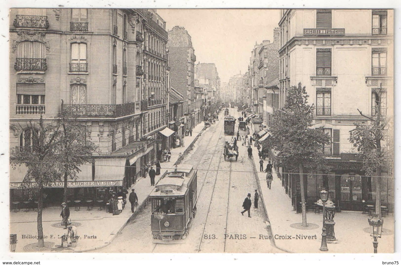 75 - PARIS 15 - Rue Croix-Nivert (vue De La Place Cambronne) - ELD 813 - Tramway - District 15