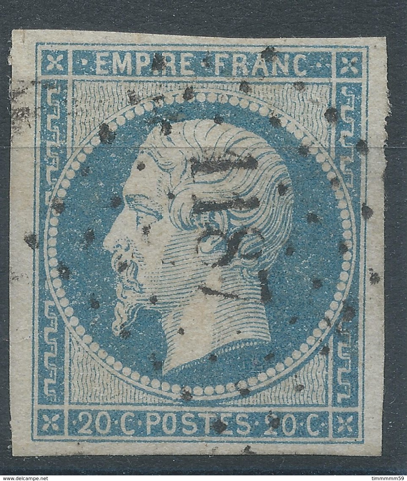 Lot N°37974   N°14A Bleu Laiteux, Oblit PC 1187 Epinal 	Vosges (82), Bonnes Marges - 1853-1860 Napoléon III