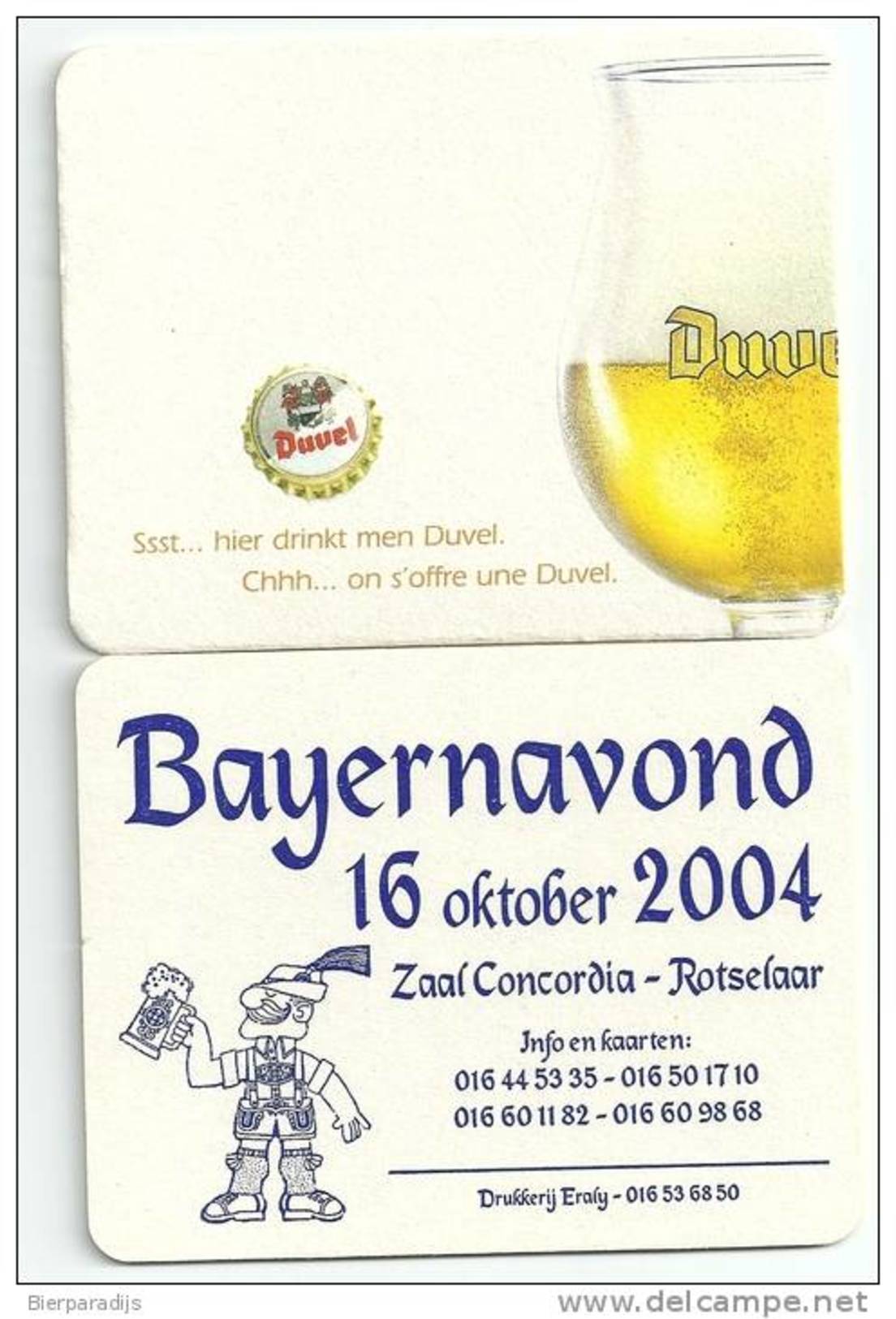 Duvel  Bayernavond  2004   Rotselaar   Recto Verso - Sous-bocks