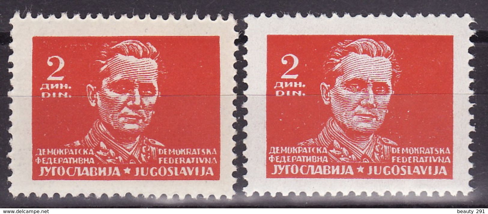 Yugoslavia 1945  Mi 473 X,y, MNH** - Neufs