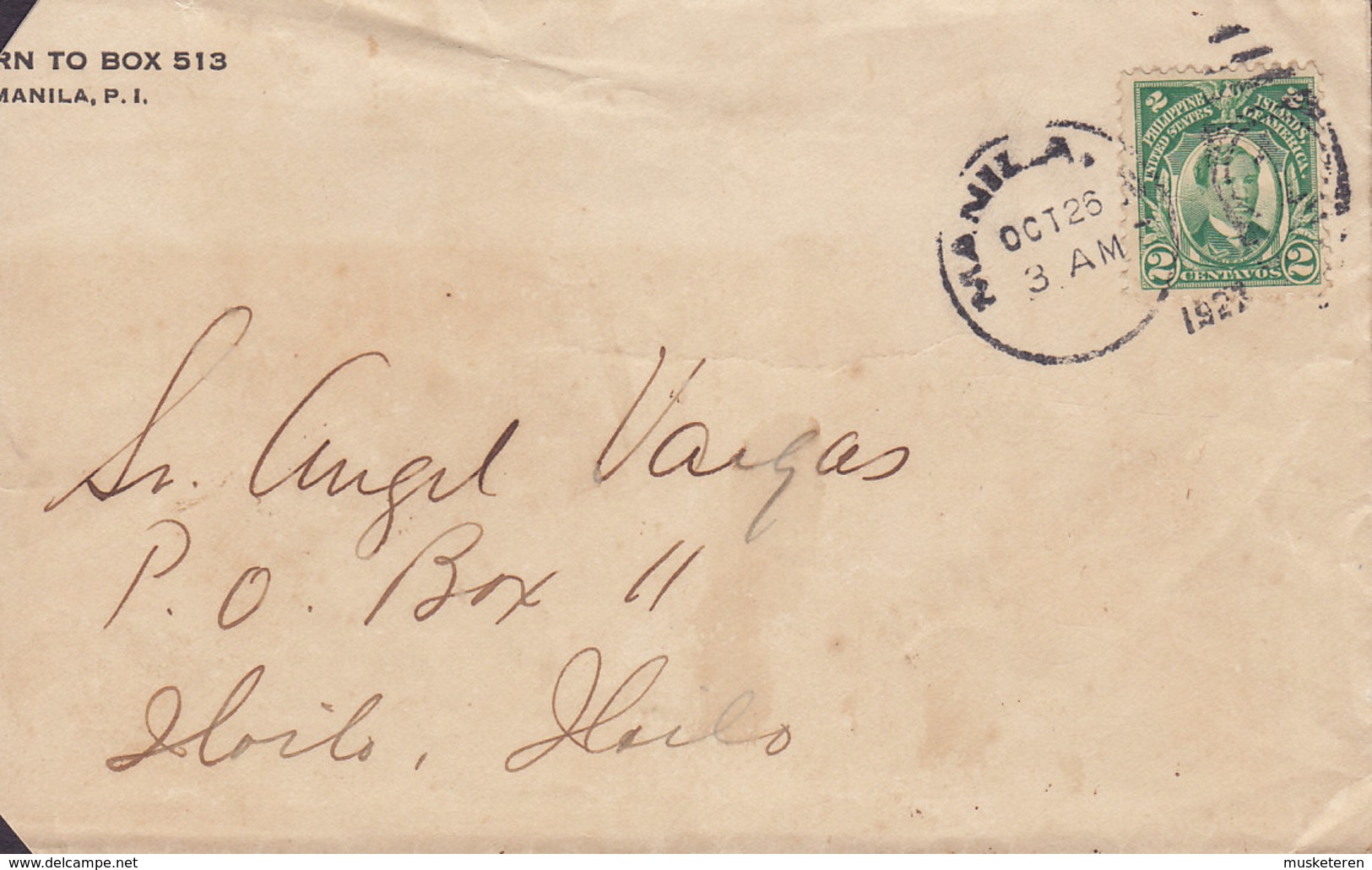 United States Philippines Islands MANILA 1927 Cover Brief HOILO (2 Scans) - Filippijnen