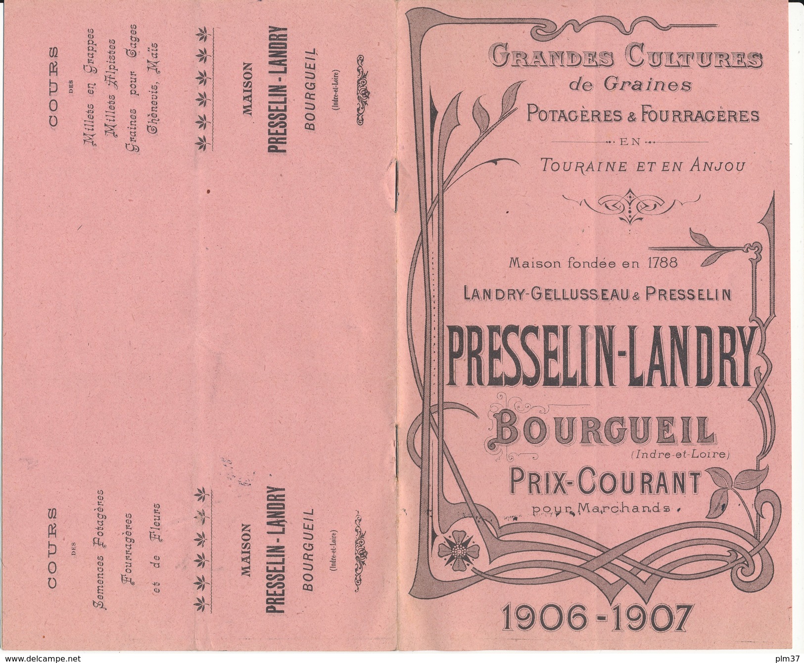 BOURGUEIL, Indre Et Loire - Cultures De Graines Potagères Et Fourragères - Catalogue 14 Pages, Prix Courant 1906-1907 - Agriculture