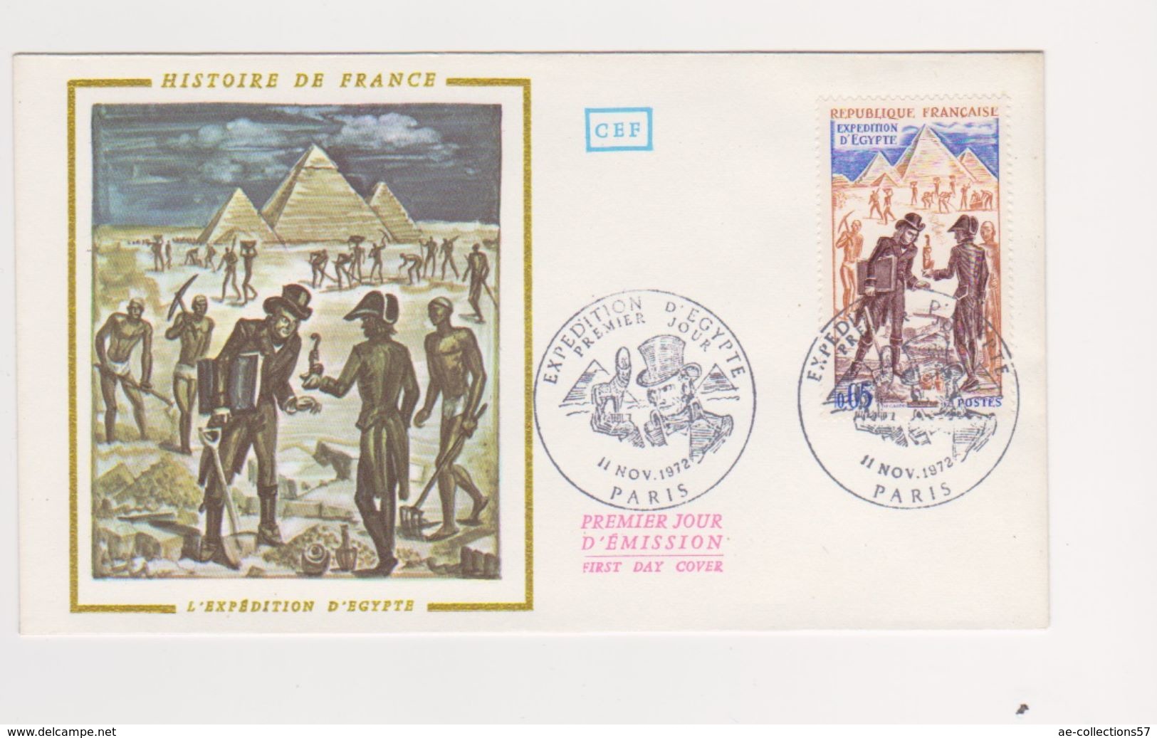 Enveloppe 1er Jour  / L'expedition D'Egypte / Paris  / 11-11-72 - 1970-1979