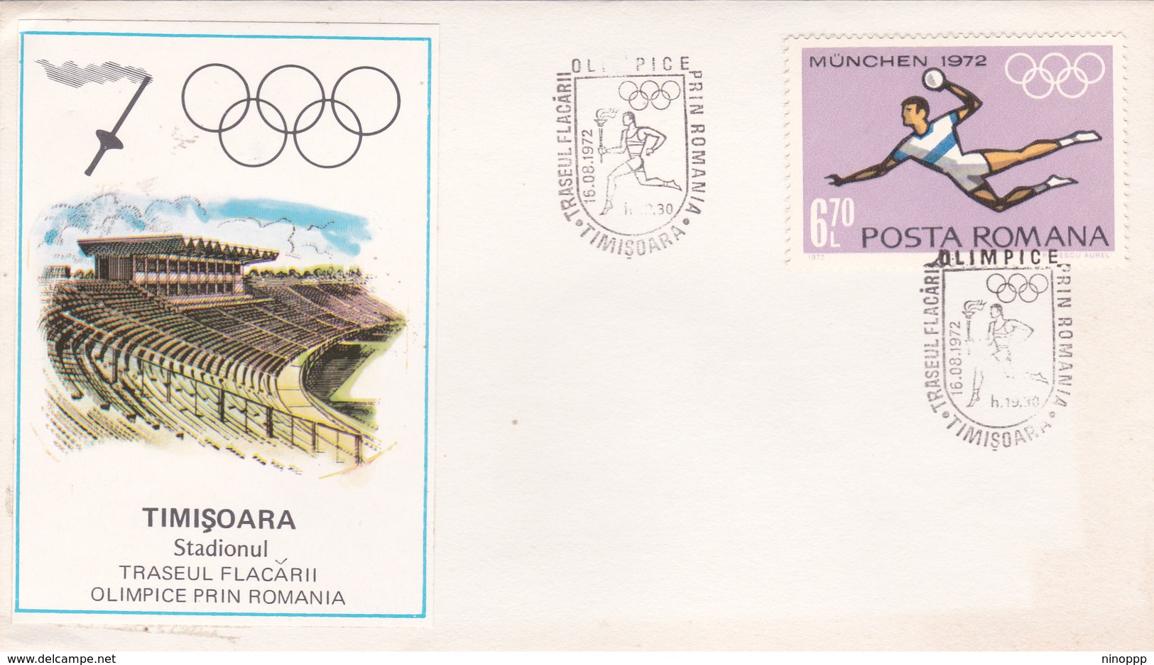 Romania 1972 Munich Olympic Games, Stadium, Souvenir Cover - Summer 1972: Munich