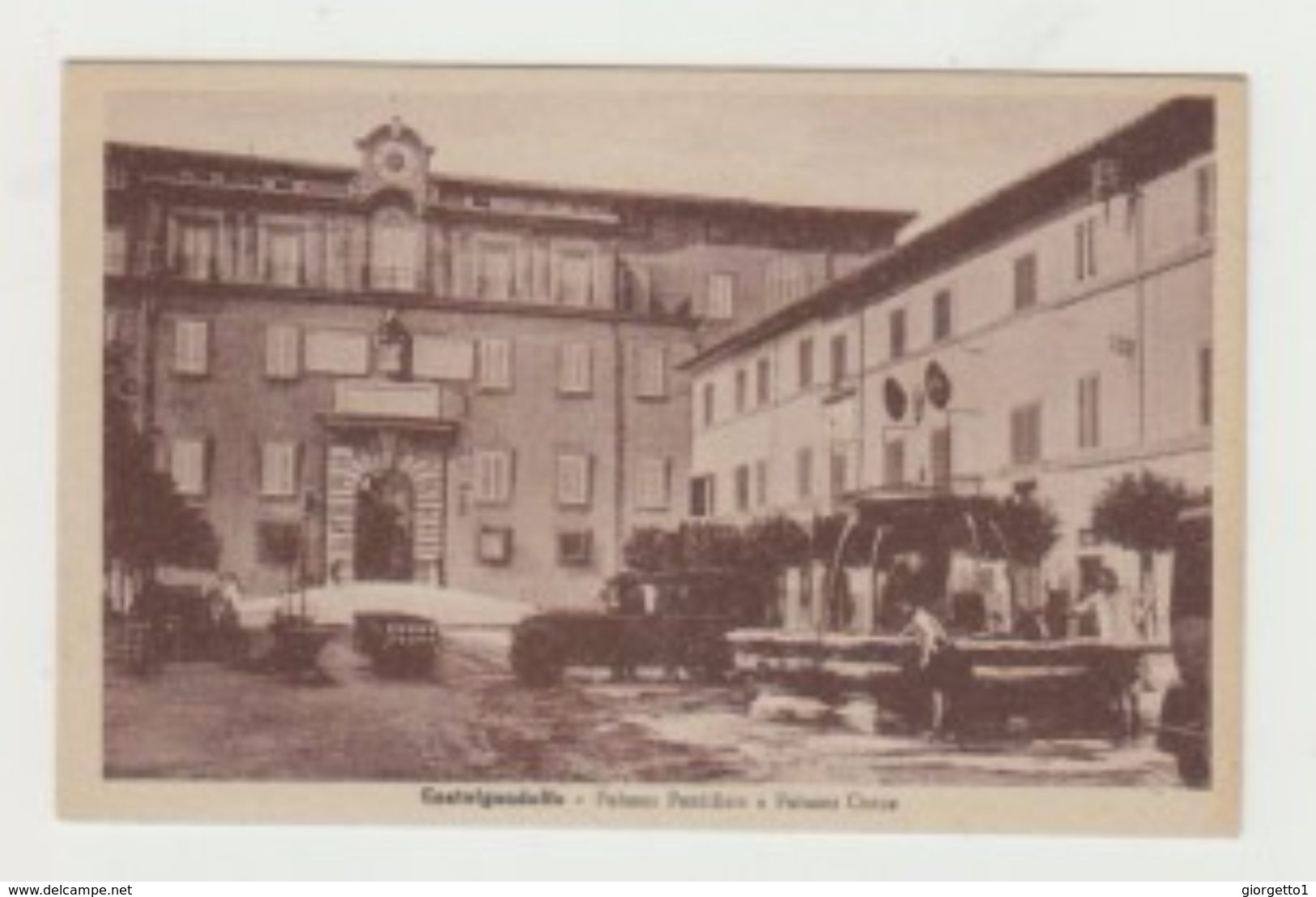 CASTELGANDOLFO - PALAZZO PONTIFICIO E PALAZZO CIVICO CON MACCHINA D'EPOCA - CARTOLINA NON VIAGGIATA ANNI 30 - POSTCARD - Altri & Non Classificati