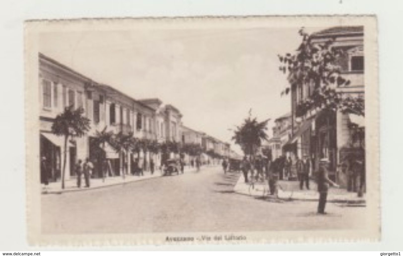 AVEZZANO (ABRUZZO) - VIA DEL LITTORIO CON MACCHINA D'EPOCA - BICICLETTA E ANIMATA - VIAGGIATA 1937 - POSTCARD - L'Aquila