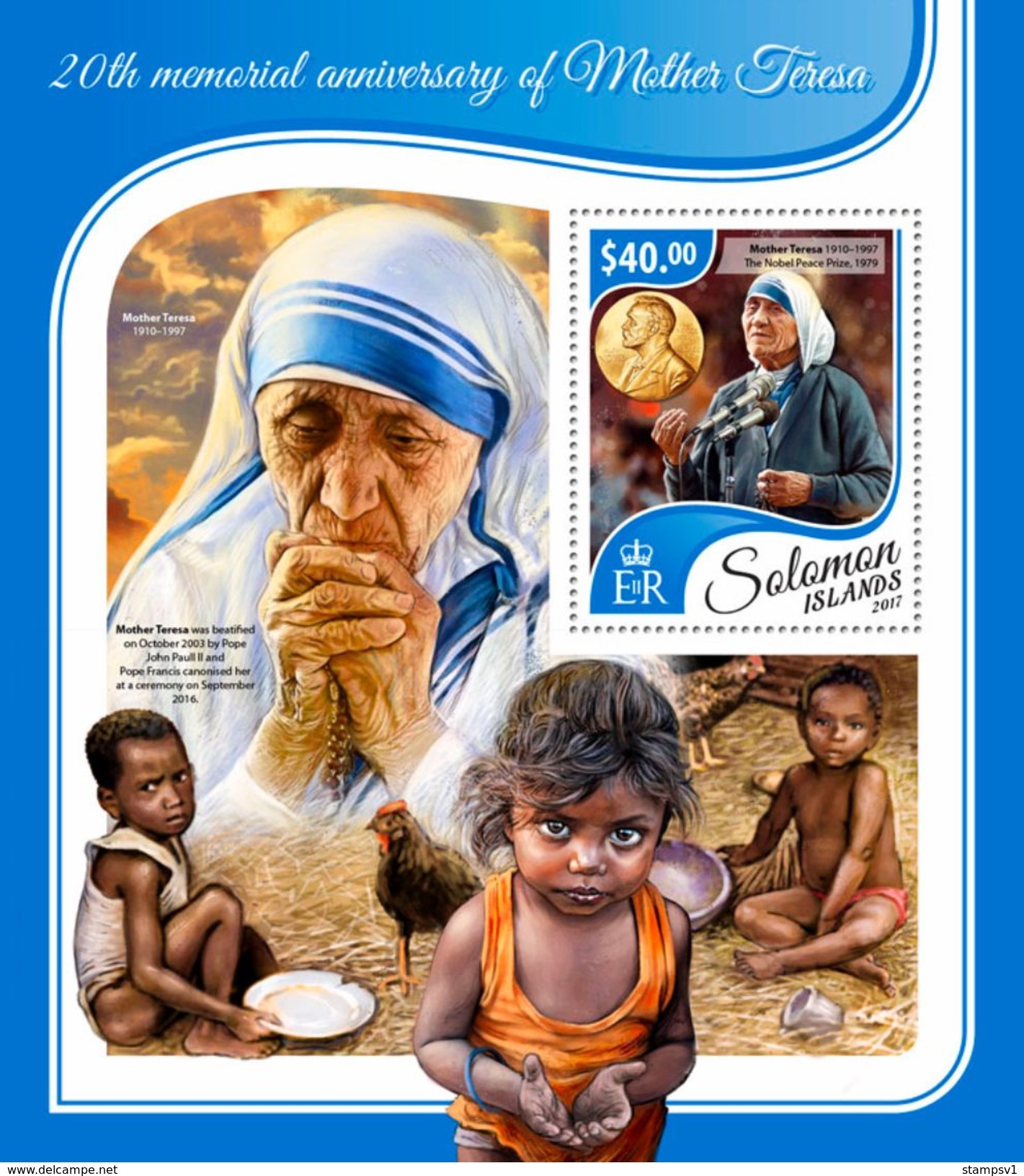 Solomon Islands. 2017 20th Memorial Anniversary Of Mother Teresa. (416b) - Mother Teresa