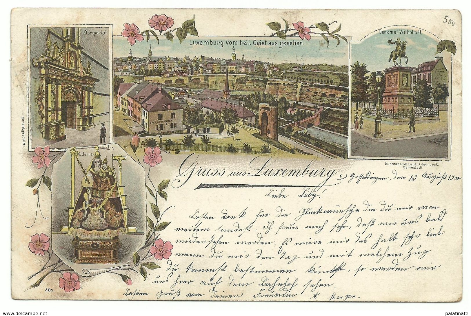 Luxembourg U.a. Domportal & Madonna Litho 1900 - Luxemburg - Stadt