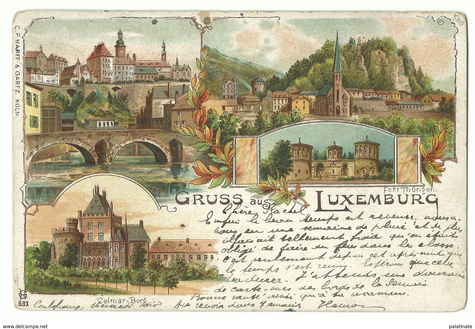 Luxembourg U.a. Colmar-Burg & Fort Thüngen Litho 1901 - Luxembourg - Ville