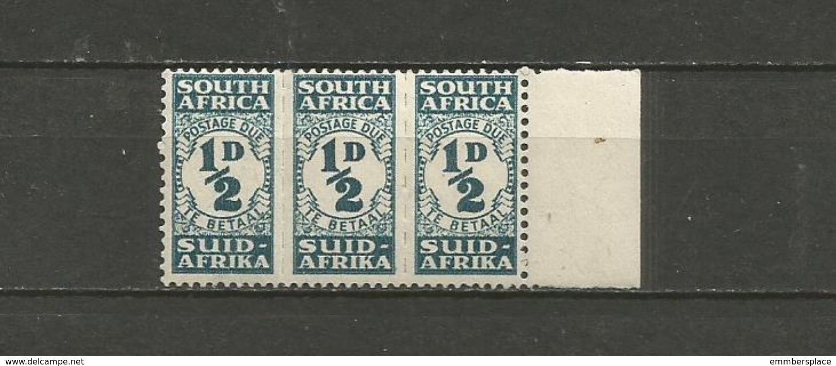 South Africa - 1943 Numeral Strip Of 3 MNH **  Sc J30 - Postage Due