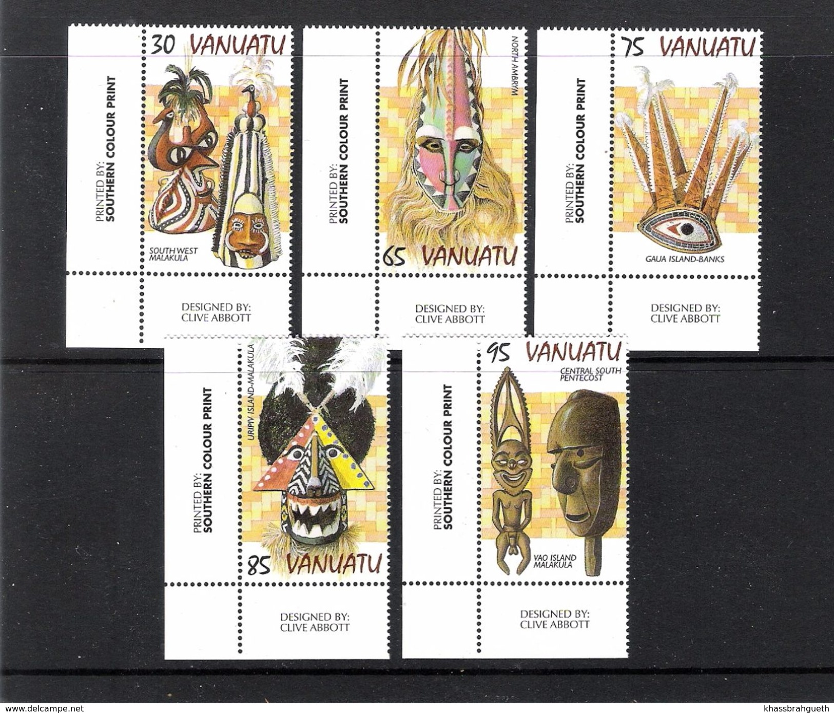 VANUATU (1997) - 5V (**MNH) - MASQUES - Y&T 1048/1052 (COINS) - Vanuatu (1980-...)