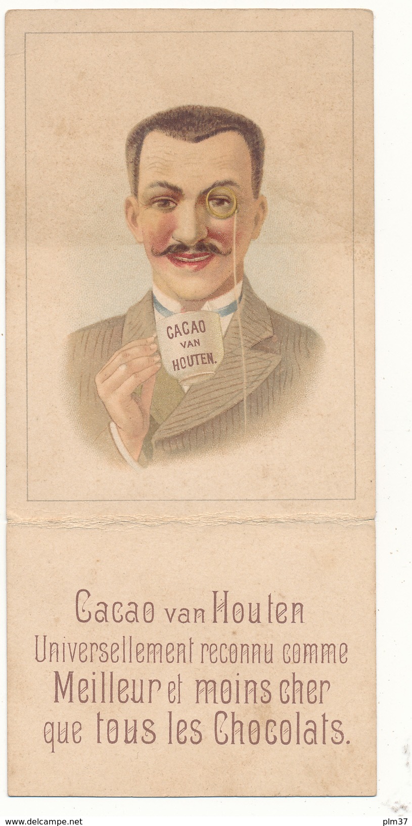 Cacao Van Houten - Chromo à Volet - Visage D'Homme - 2 Scans - Van Houten