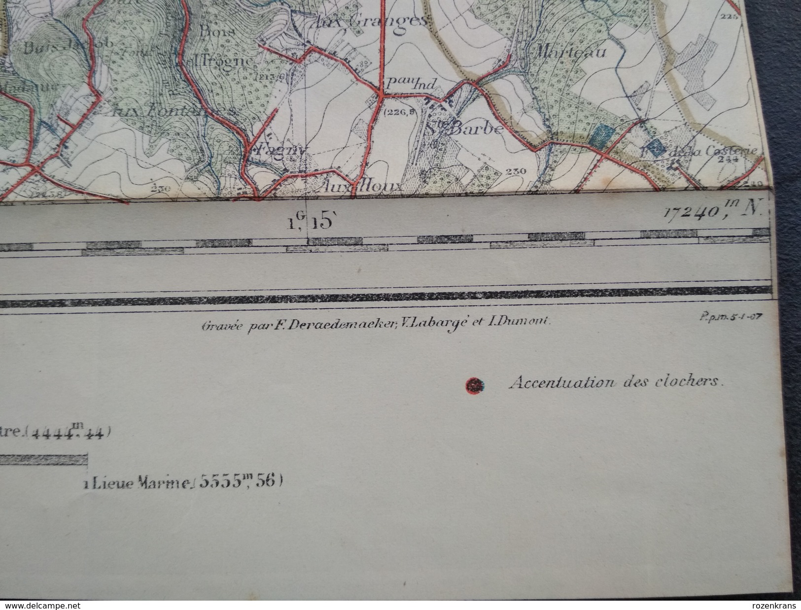 Topografische en militaire kaart STAFKAART 1906 Waremme Wasseiges Hannut Momalle Jehay-Bodegnée Braives Horion