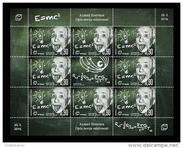 Bosnia And Herzegovina (Croatian) 2016 Mih. 427 Albert Einstein's General Theory Of Relativity (M/S) MNH ** - Bosnië En Herzegovina