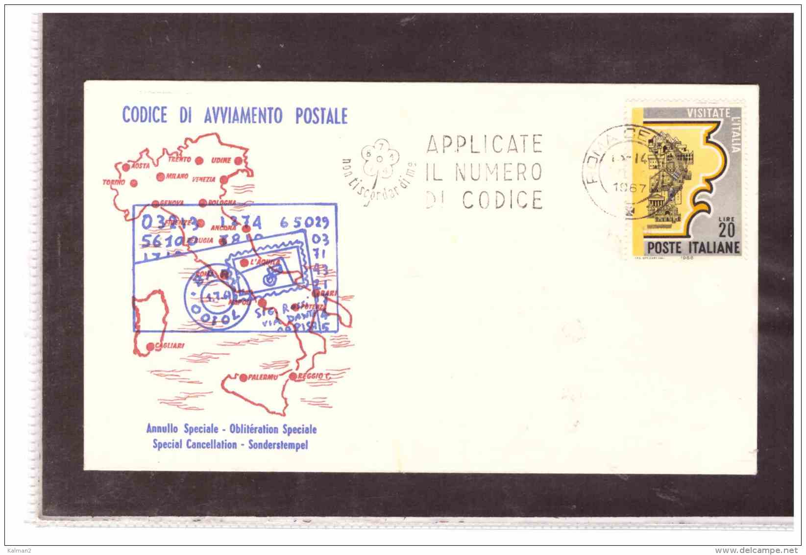 TEM9948   -    ROMA  30.6.1967    /      " APPLICATE IL CODICE POSTALE " - Post