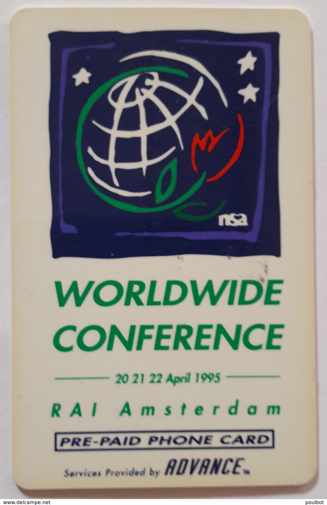 Carte Prépayée  Pays Bas  Worldwide Conférence 20 Au 22 Avril 95 Code Non Gratté  ( Scan Recto Verso ) - Cartes GSM, Prépayées Et Recharges