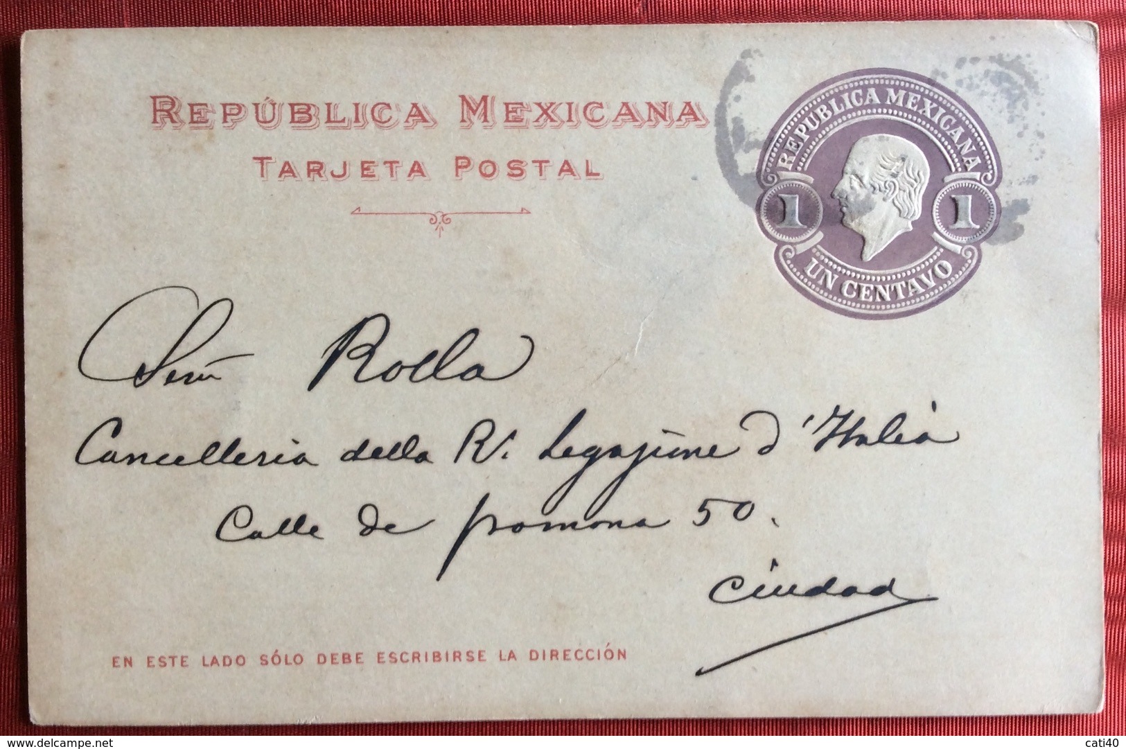 MESSICO COMITATO COLONIALE ITALIANO DI BENEFICENZA  SU CARTOLINA POSTALE  REPUBBLICA MEXICANA 1 C. DEL 14/7/1914 - Messico