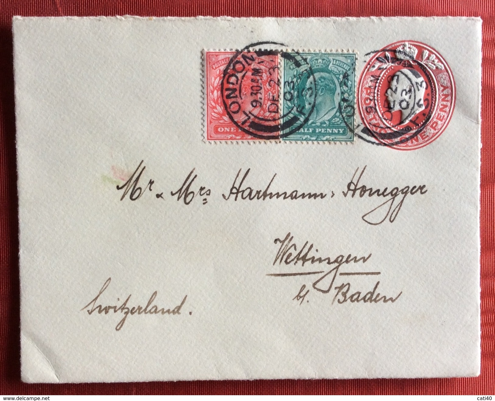 LONDON 23/12/1903 BIGLIETTO POSTALE 1 P.+1 + Half  Penny PER WETTINGEN KLOSTER   SVIZZERA - Storia Postale