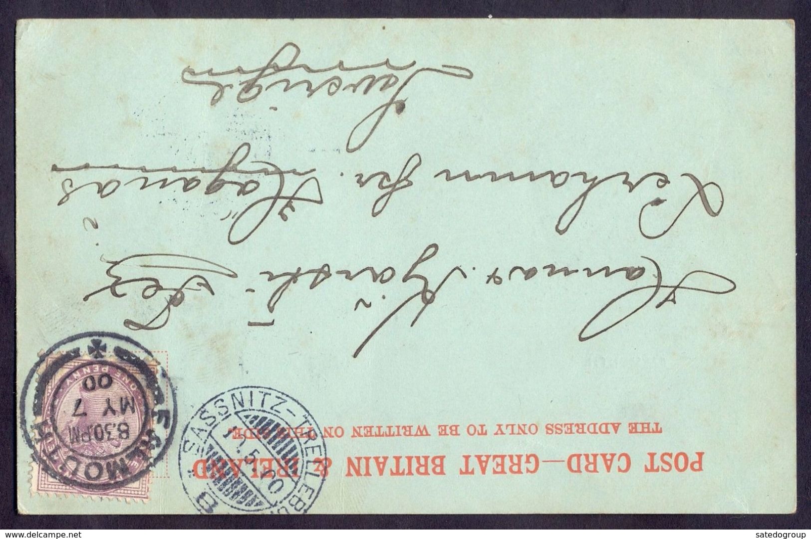 UK England < Falmouth > Mailed 1900 To Haganas, Sweden, Rare Type, Printing Error? Great Britain & Ireland - Falmouth