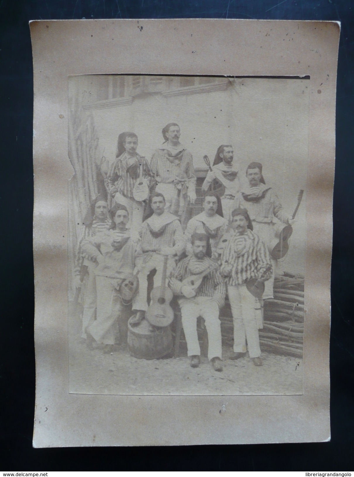 Fotografia Musica Gruppo Chitarra Mandolini Mandole Mascherata 1893 Costumi - Altri & Non Classificati