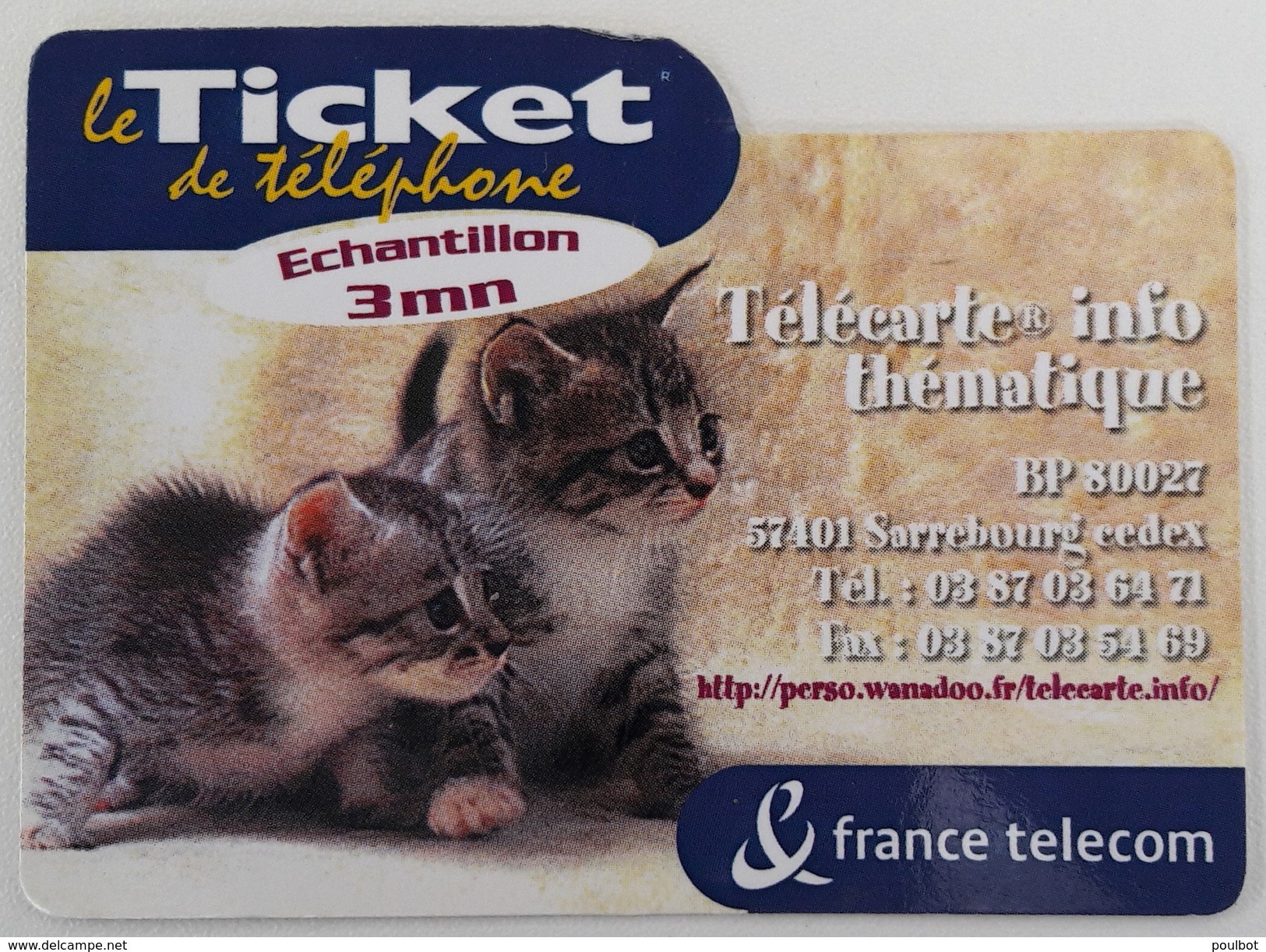 PR 59 Télécarte Info   Le Ticket France Télécom    Code Non  Gratté - FT Tickets