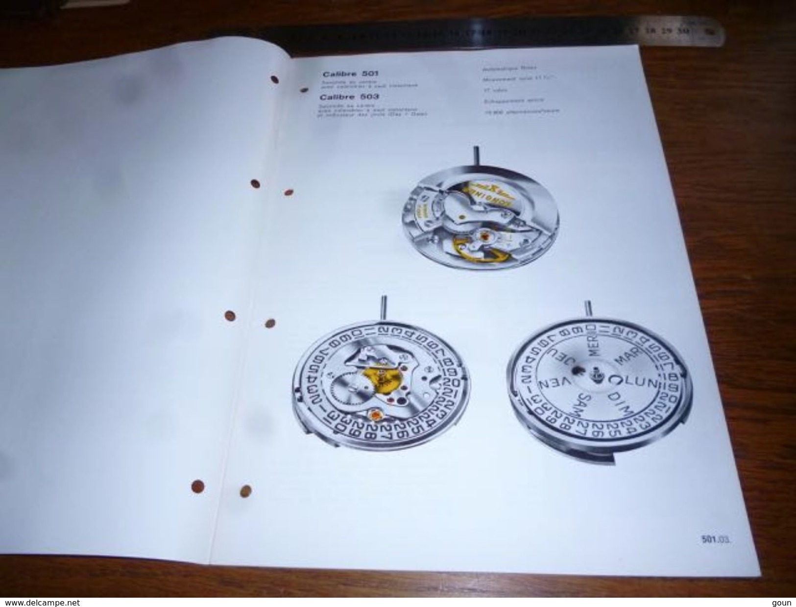 Folder  Horlogerie Technique Longines Calibres 501 503 10 Pages - Autres & Non Classés