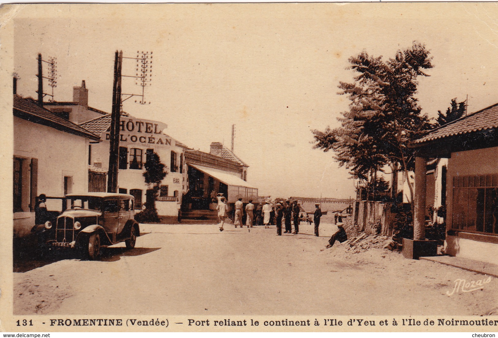 85. FROMENTINE. CPA. PORT RELIANT LE CONTINENT A L’ÎLE D’YEU ET A L’ÎLE DE NOIRMOUTIER. ANNÉES 30. ANIMATION & VOITURE - Other & Unclassified