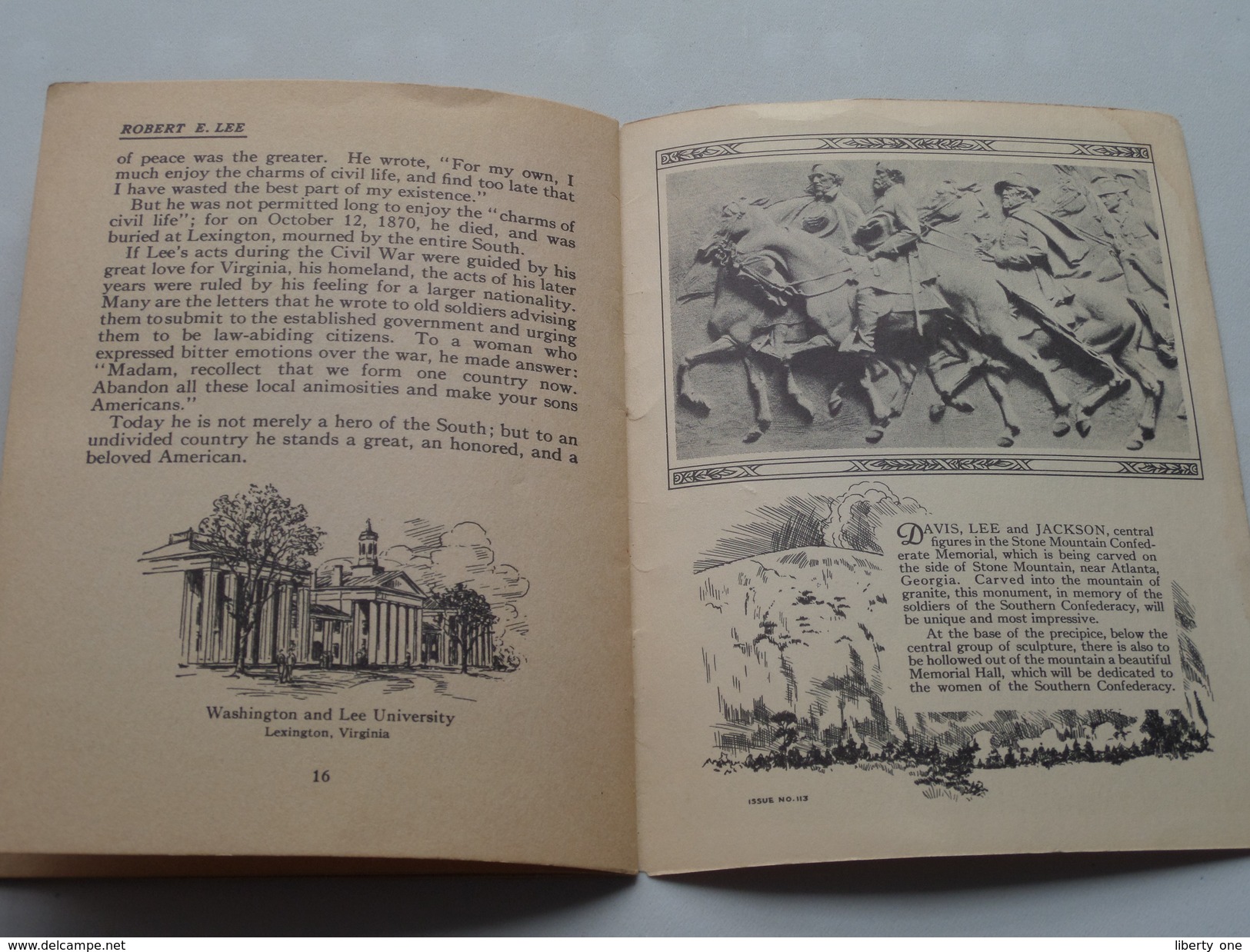 ROBERT E. LEE The Beloved GENERALl By Mabel Mason Carlton / John Hancock( +/- 11,5 x 15,5 cm / 16 Pag.) !