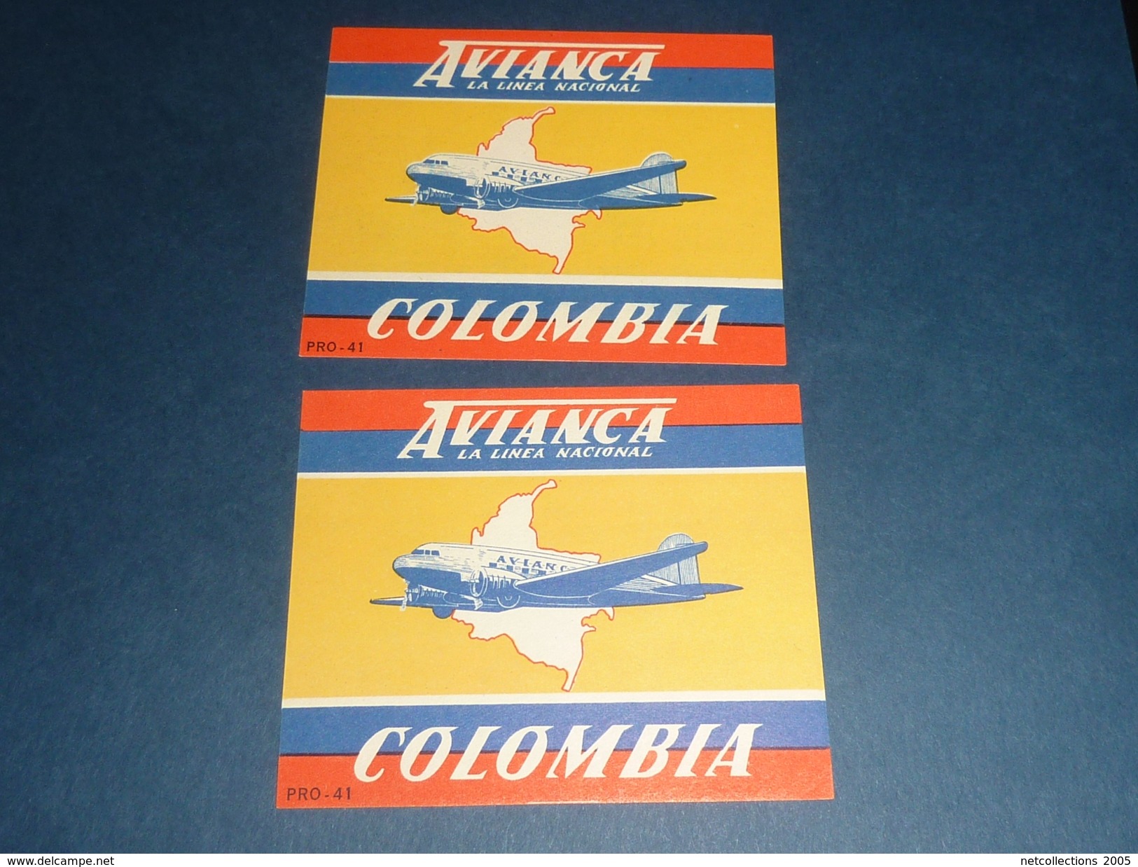 ETIQUETTES AVIATION LOT DE 2 VIGNETTES Collantes - AVIANCA LA LINEA NACIONAL COLOMBIA - AIR MAIL ...(X) - Étiquettes à Bagages