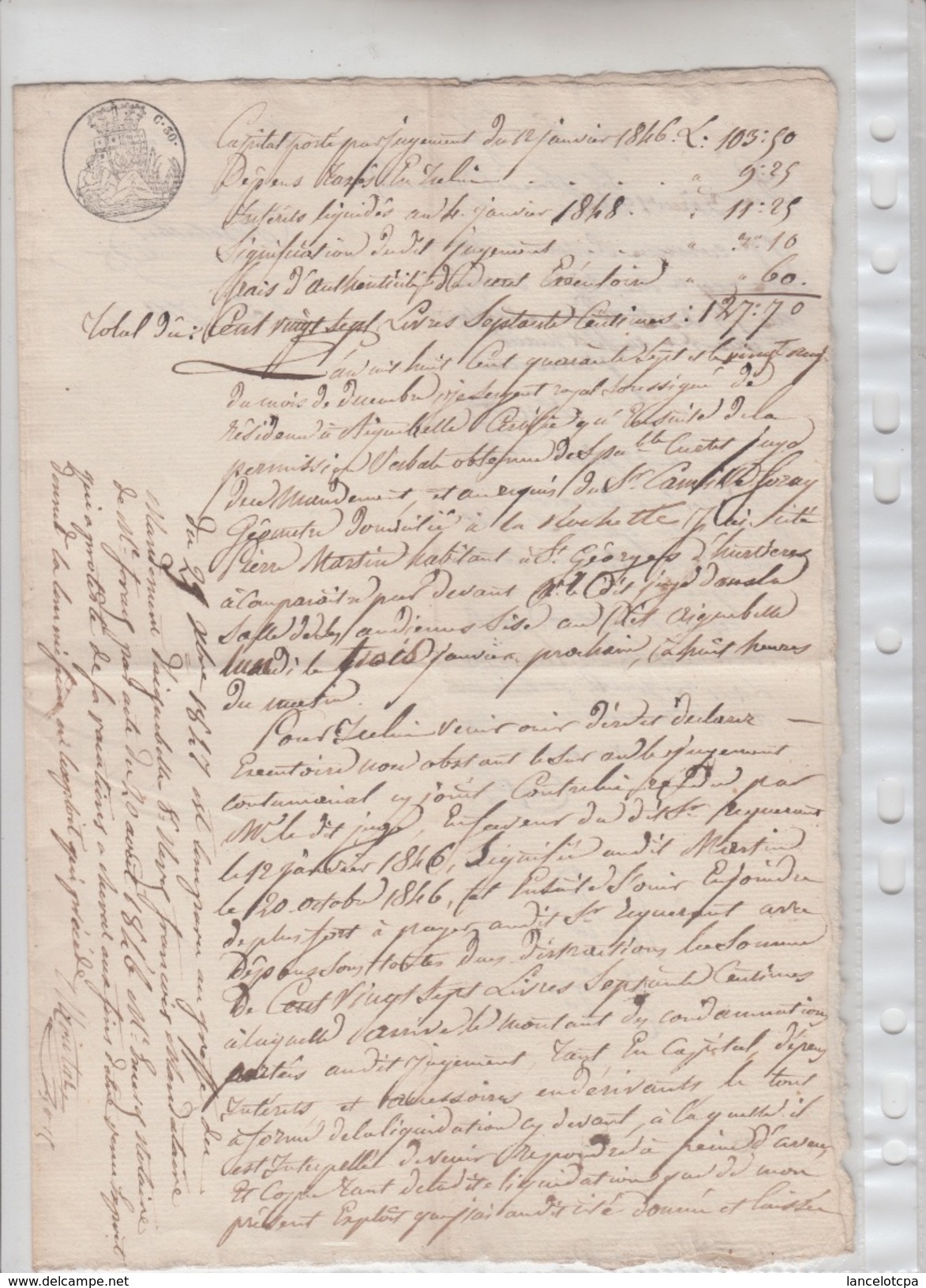 NOTAIRE - PROCES VERBAL 1846 / AFFAIRE PIERRE MARTIN à SAINT GEORGES - Manuscripts