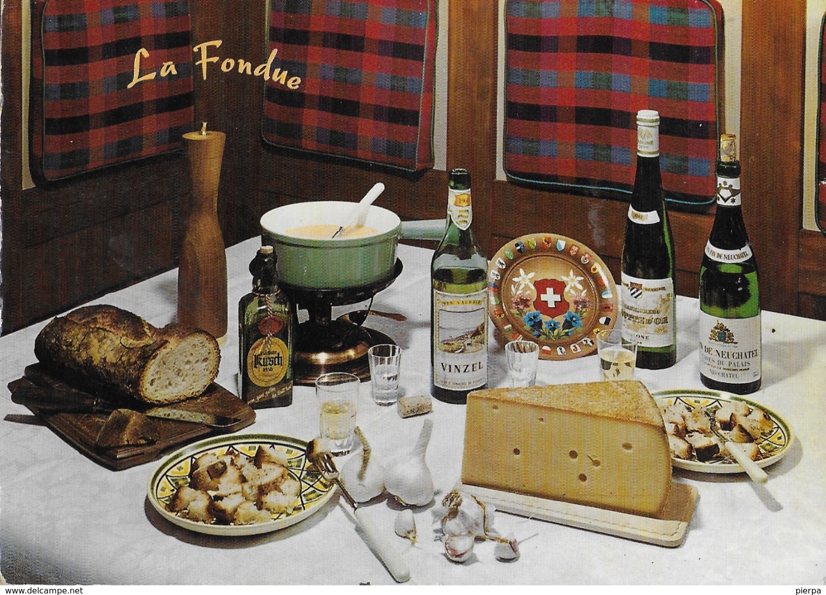 LA FONDUE - LA RICETTA DELLA FONDUTA SVIZZERA DI GRUYERE - VIAGGIATA 1971 FRANCOBOLLO ASPORTATO - Ricette Di Cucina