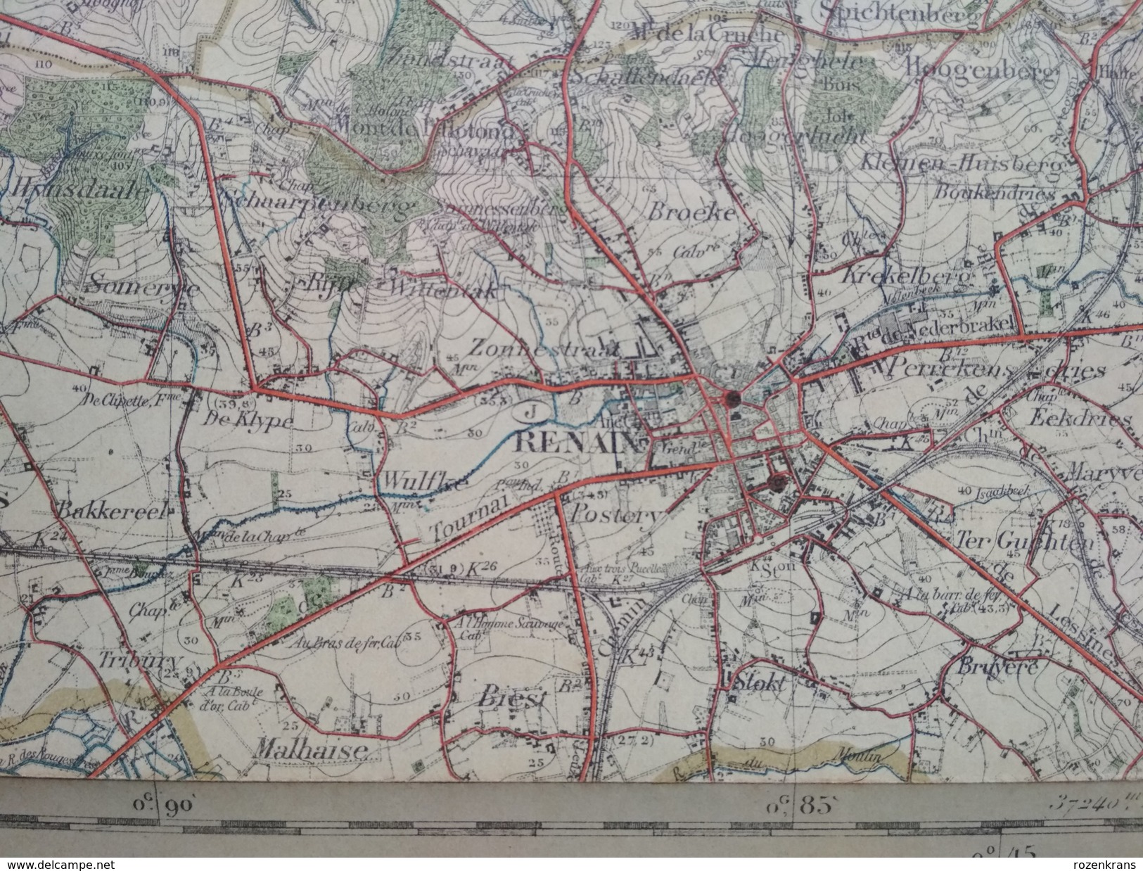Topografische En Militaire Kaart STAFKAART 1913 Kortrijk Oudenaarde Ronse Harelbeke Mouscron Avelgem Anzegem Waregem - Cartes Topographiques