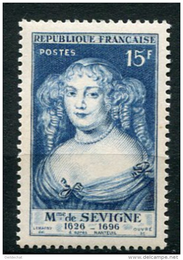 5131 - FRANCE  N° 874 **      15f   Bleu Clair : Madame De Sévigné Par Nanteuil     1950   TTB - Neufs