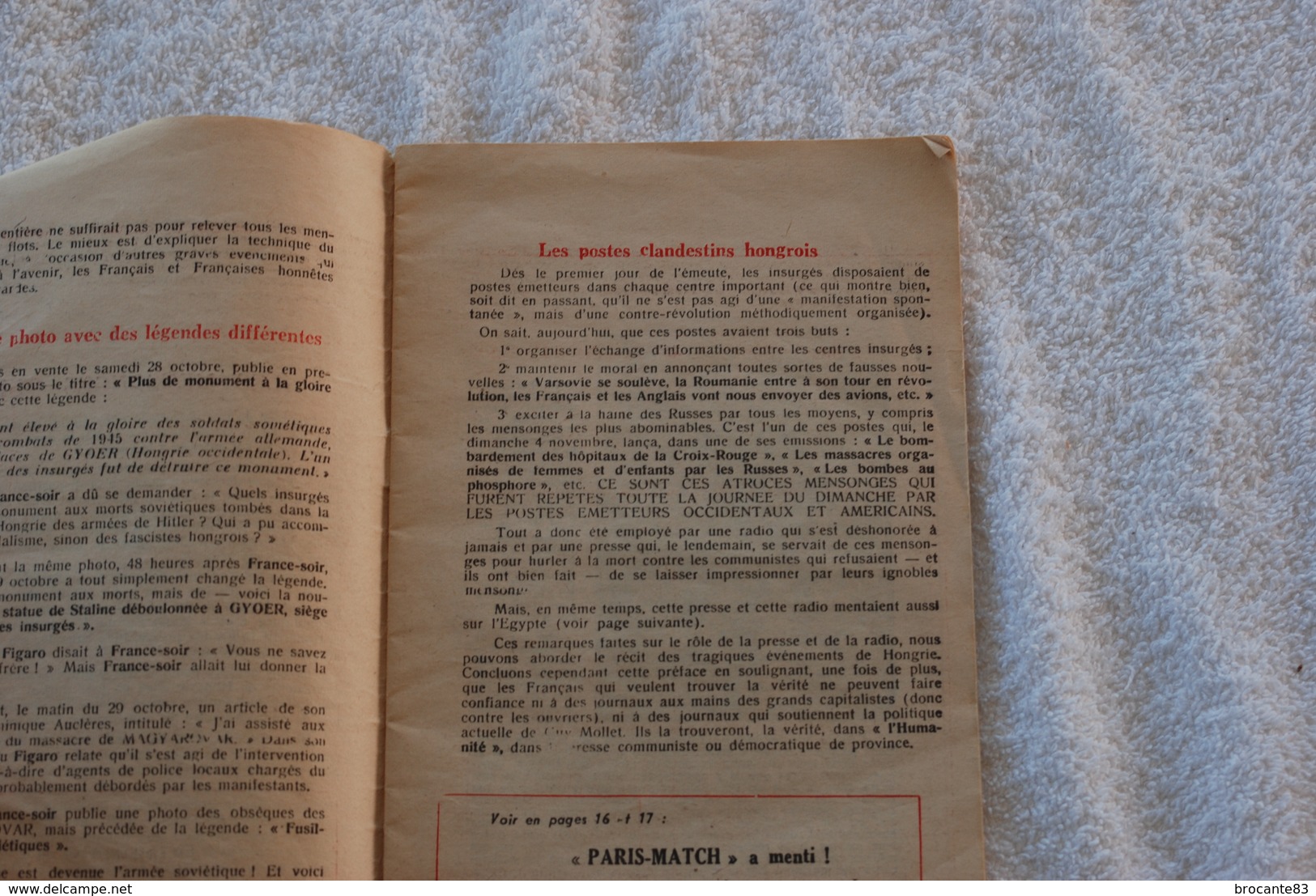 LA VERITES SUR LA HONGRIE PLAQUETTE DE PROPAGANDE DU PARTI COMMUNISTE APRES L INVASION DE LA HONGRIE PAR L ARMEE ROUGE - Documentos