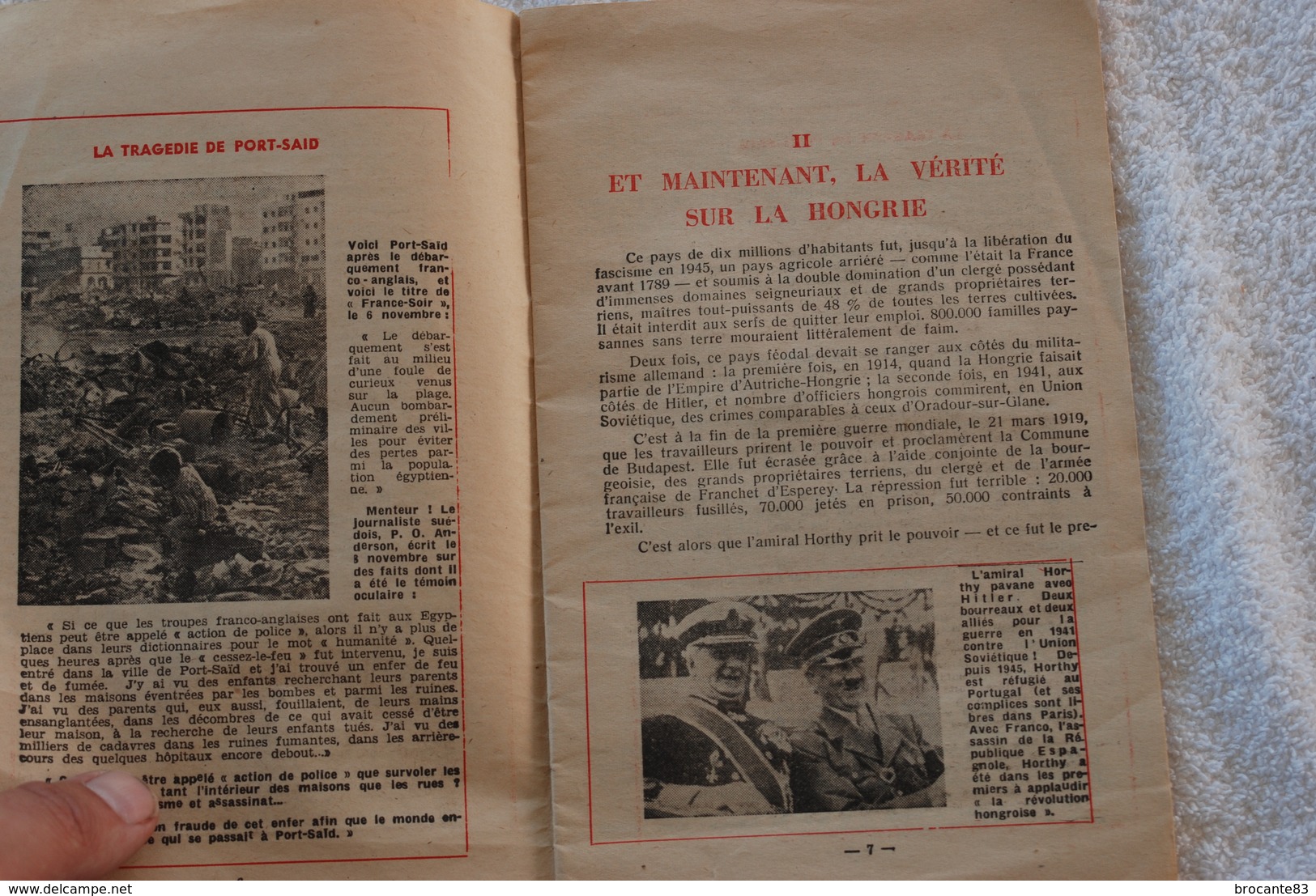 LA VERITES SUR LA HONGRIE PLAQUETTE DE PROPAGANDE DU PARTI COMMUNISTE APRES L INVASION DE LA HONGRIE PAR L ARMEE ROUGE - Documentos