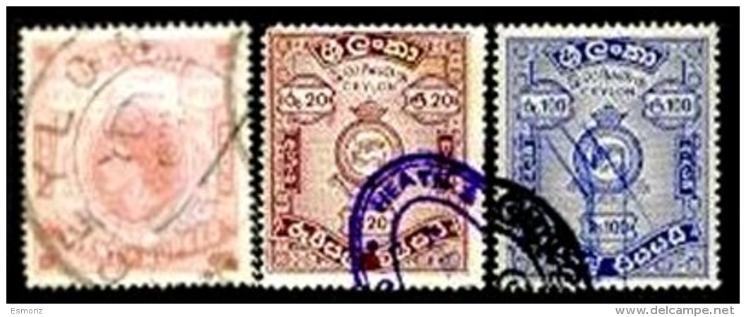 CEYLON, Revenues, B&amp;H 14, 20, 22, Used, F/VF, Cat. &pound; 10 - Ceylan (...-1947)