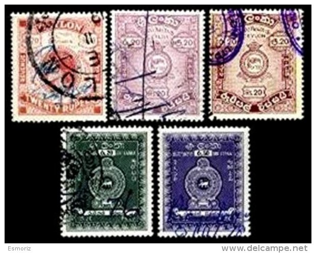 CEYLON, Revenues, B&amp;H 14, 19-20, 25-26, Used, F/VF, Cat. &pound; 14 - Ceylon (...-1947)