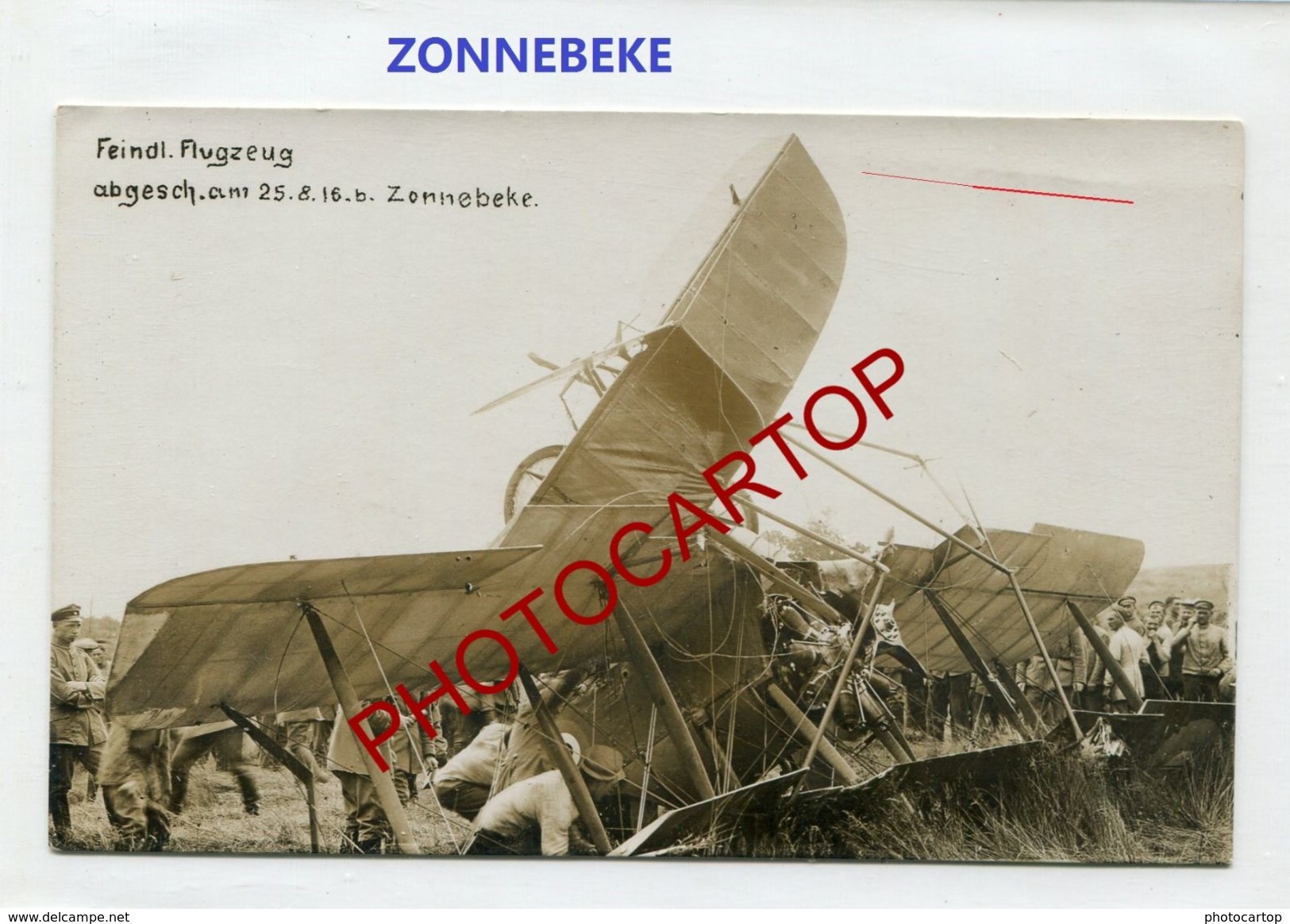 ZONNEBEKE-AVION Abattu-25-8-16-Fliegerei-CARTE PHOTO Allemande-Guerre 14-18-1 WK-BELGIEN-Flandern-Militaria- - Zonnebeke