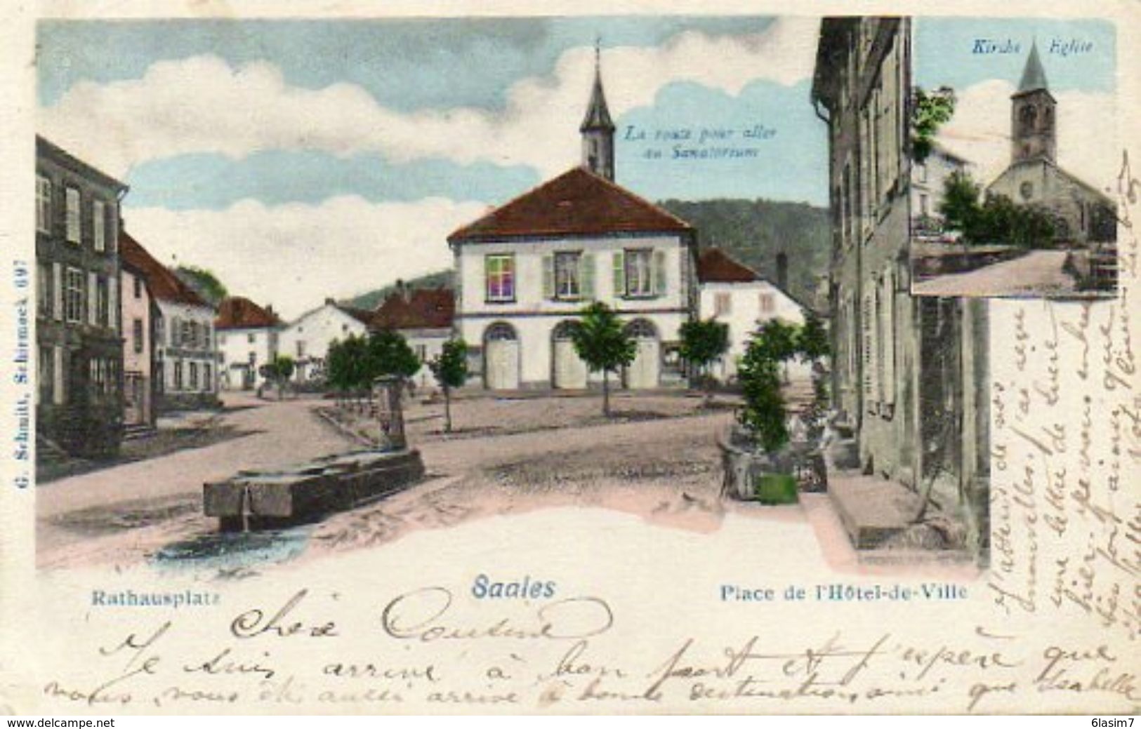 CPA - SAALES (67) - Aspect De La Place De La Mairie En 1902 - Sonstige & Ohne Zuordnung