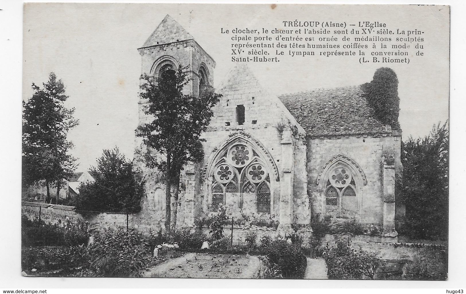 TRELOUP EN 1917 - L' EGLISE - LE CLOCHER - PLI ANGLE BAS A GAUCHE - CPA VOYAGEE - Autres & Non Classés