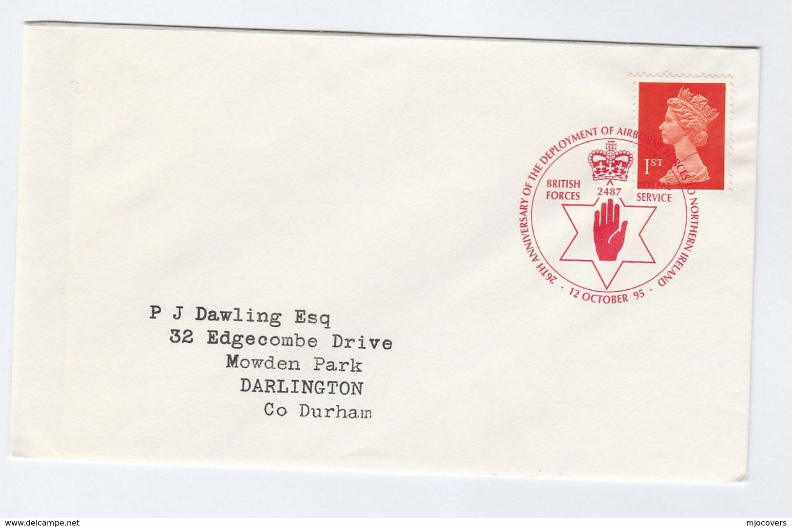 1995 AIRBORNE FORCES In  NORTHERN IRELAND Anniv DEPLOYMENT COVER With ULSTER Symbol British Forces Gb Stamps Paras - Militaria