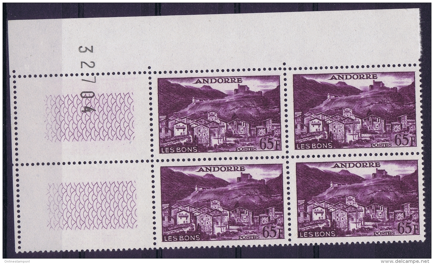 Andorre AE Yv Nr 152 MNH/** Sans Charnière  Postfrisch 1957 Coin De Feuille - Luchtpost