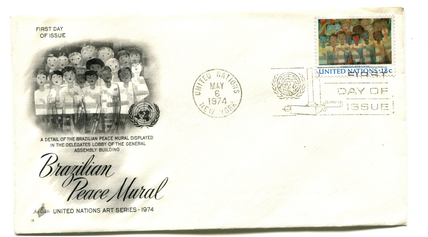 1974 United Nations Brazilian Peace Mural First Day Cover - FDC