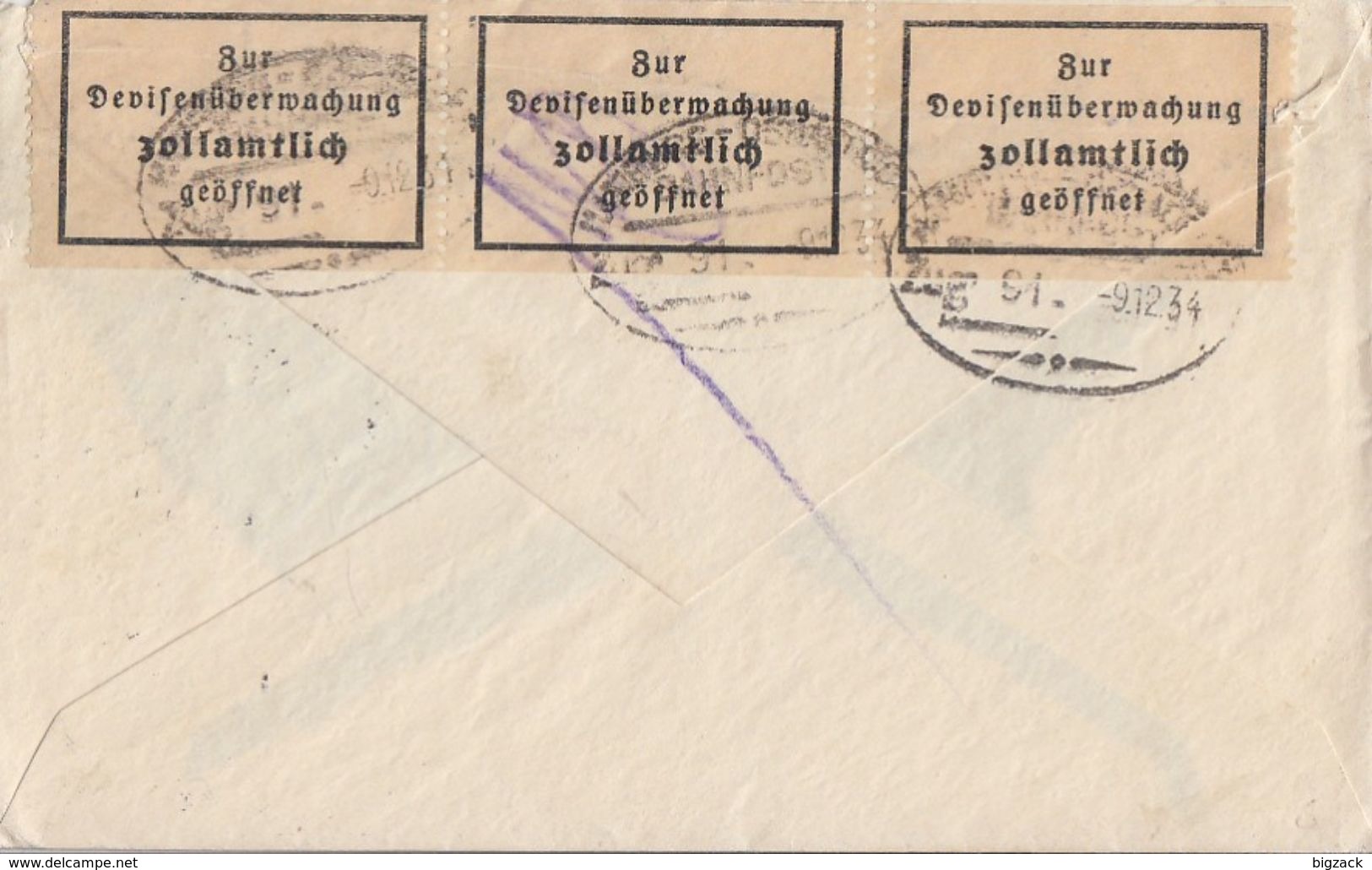 DR Brief Mif Minr.515,521 Emden 8.12.34 Gel. Nach Dänemark Devisenkontrolle - Briefe U. Dokumente