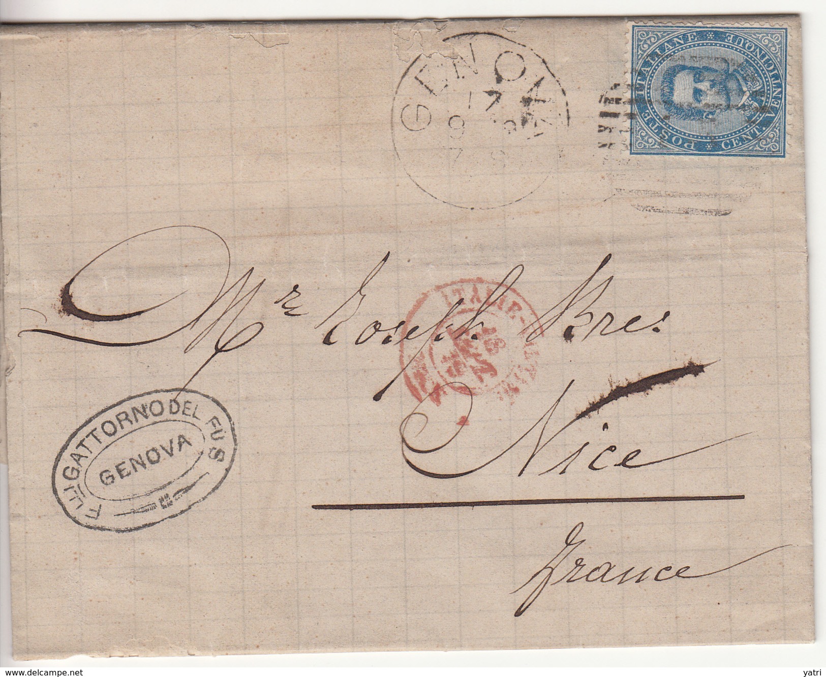 1879 - Piego Per La Francia Con Testo - Storia Postale